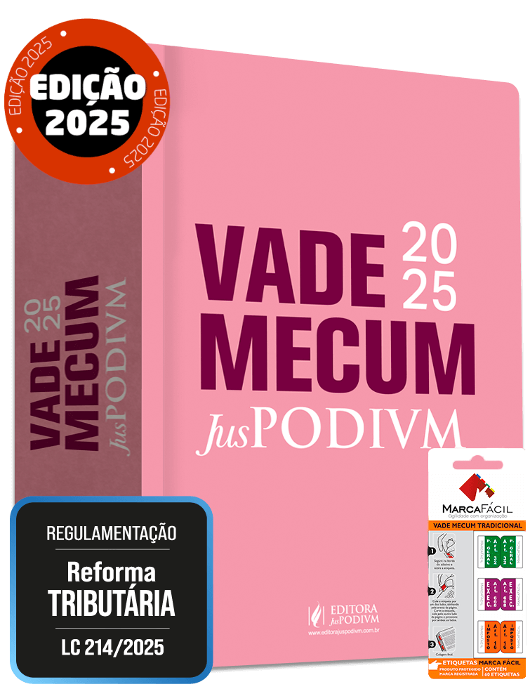 Vade Mecum Juspodivm -Tradicional - Capa Rosa + Etiqueta Marca Fácil (2025)